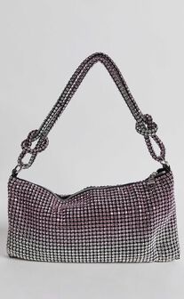 Amsterdam Diamante Knot Mini Shoulder Bag in Pink and Silver